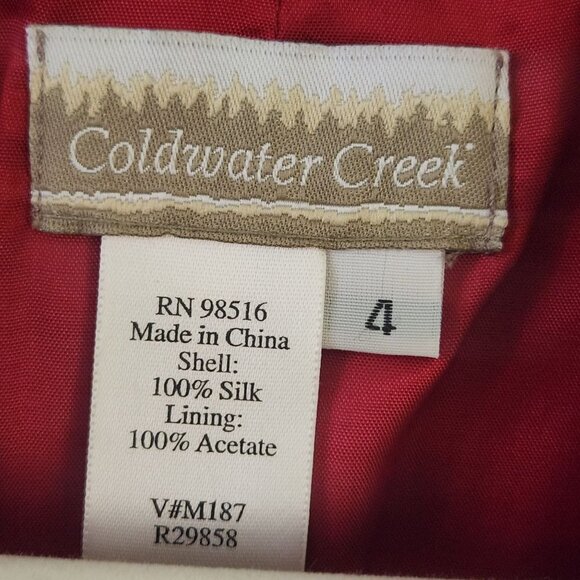 Coldwater Creek Vintage Unique Red Silk Knot Button Blazer Size 4 - Picture 4 of 4